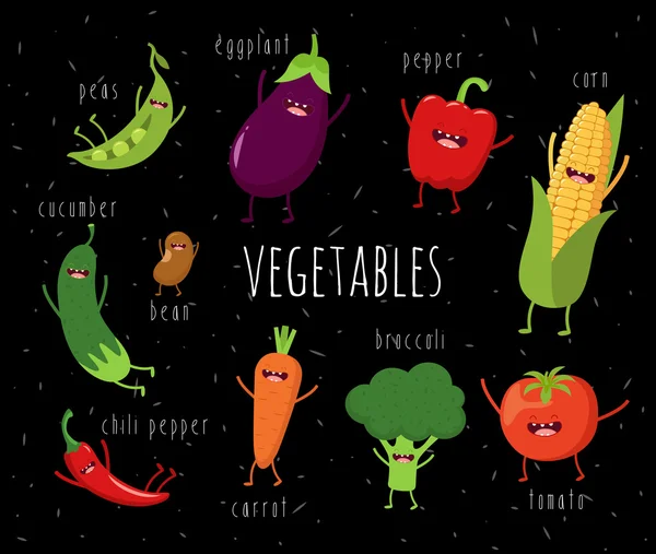 Иллюстрации шаржа овощи — стоковый вектор