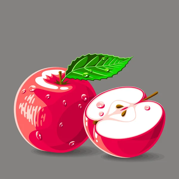 Свежие красные яблоки с каплями воды — стоковый вектор