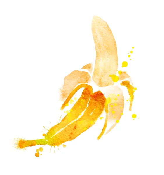 Обращается акварель банана — стоковое фото
