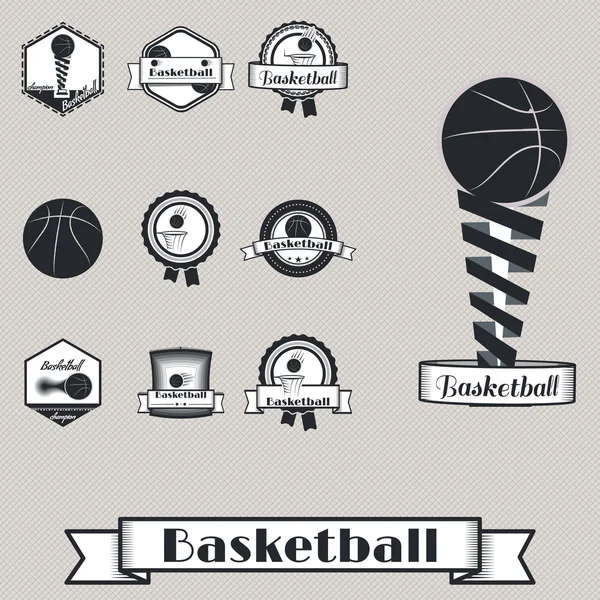 Значок набор баскетбол ретро — стоковый вектор