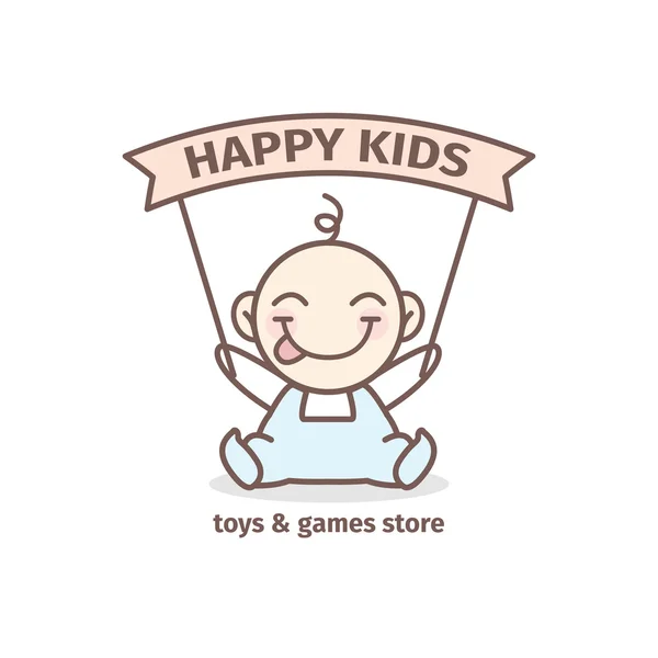 Векторный логотип младенца. Игры и игрушки магазин логотип в нежные цвета — стоковый вектор
