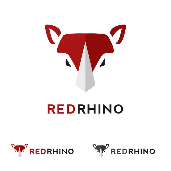 Вектор минималистичный животных плоские головы логотип. Логотип красный носорог — стоковый вектор