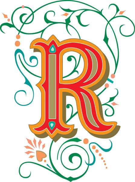 Красиво оформленные Английский алфавиты, буквы r — стоковый вектор