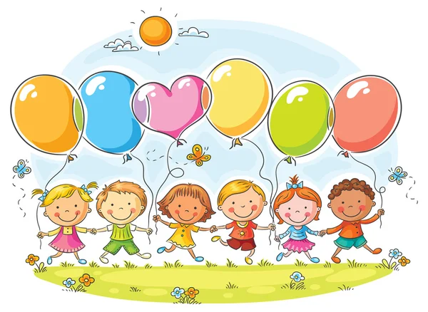 Дети с воздушными шарами — стоковый вектор
