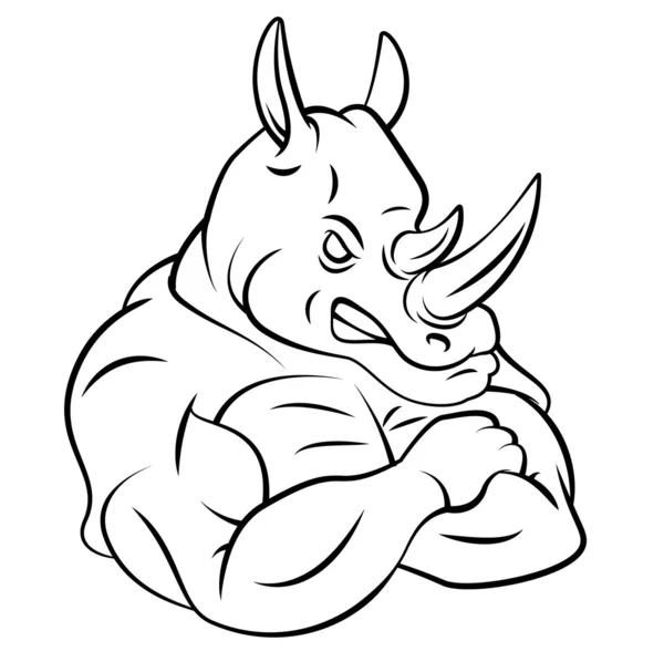 Носорог сильный талисман — стоковый вектор