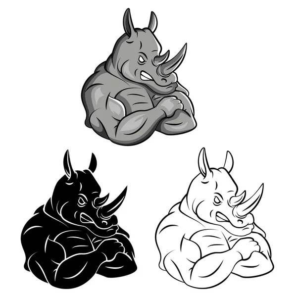 Сильный Mascot носороги — стоковый вектор