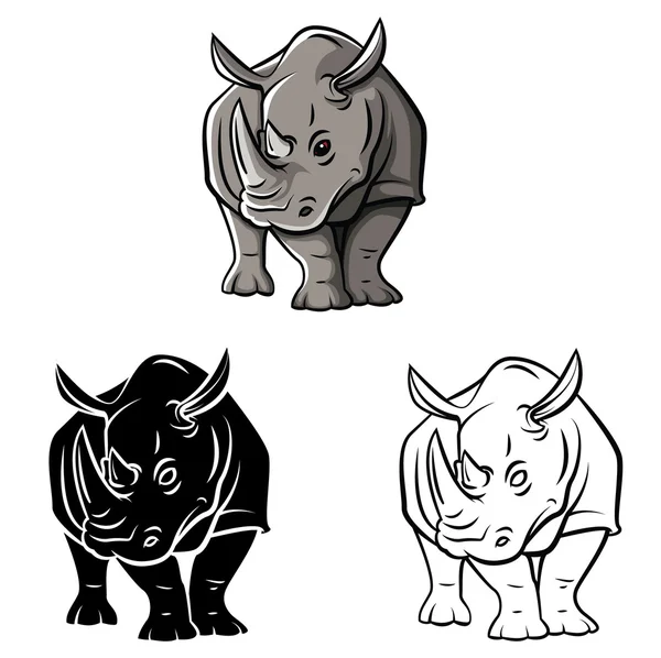 Окраска книга носорог татуировки мультипликационный персонаж — стоковый вектор