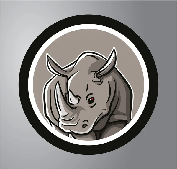 Наклейка круг носорог — стоковый вектор