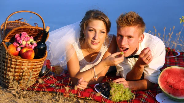Свадебные пикник на побережье — стоковое фото