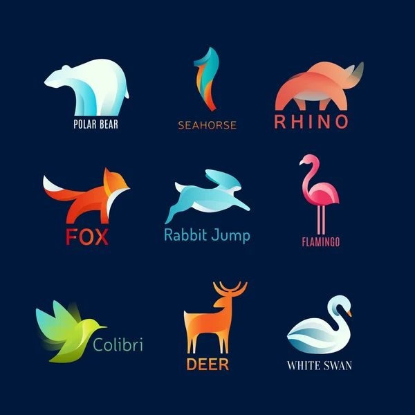Животные Птицы векторный логотип набор — стоковый вектор