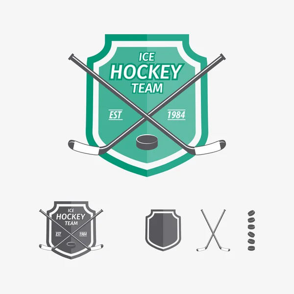 Хоккейные спортивные эмблемы и символы для логотипа команды. Хоккей, спорт, игры — стоковый вектор
