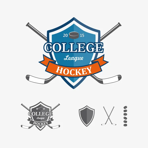 Хоккейные спортивные эмблемы и символы для логотипа команды. Хоккей, спорт, логотип — стоковый вектор