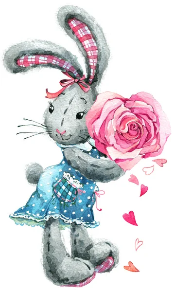 День святого Валентина. кролик сладкое сердце. иллюстрация, акварель — стоковое фото