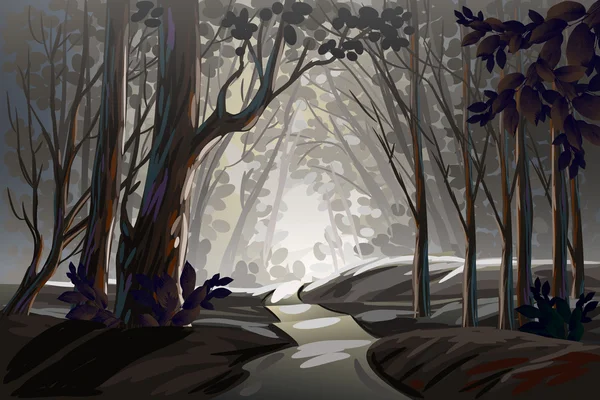 Жуткий темный лес — стоковый вектор