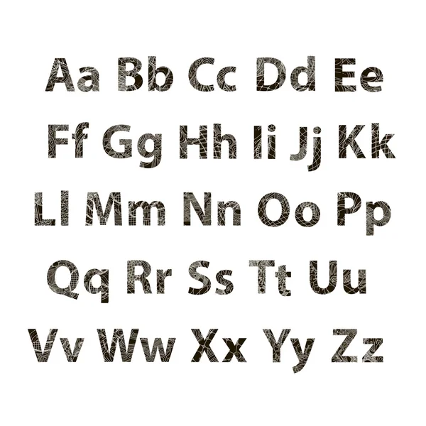 Английский алфавит. Декоративные черно-белые буквы на белом Ба — стоковый вектор