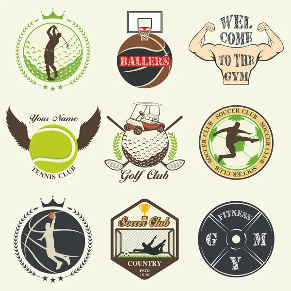 Набор винтажные спортивные эмблемы — стоковый вектор