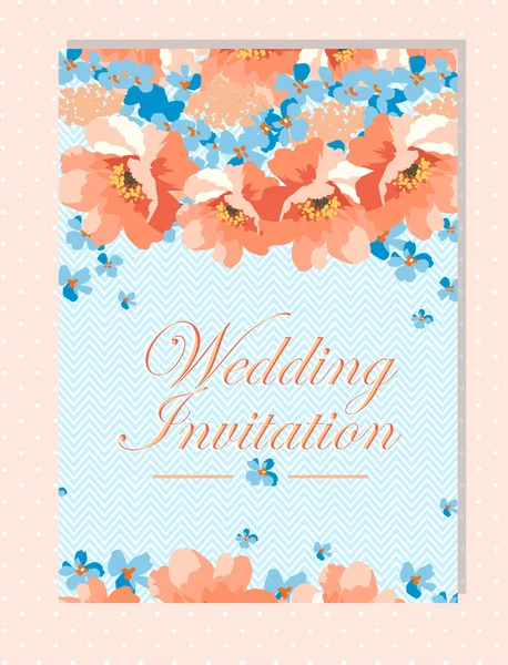 Цветные свадебные приглашения с цветами — стоковый вектор
