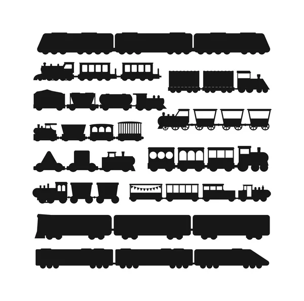 Set vector black silhouette silhouettes of trains. — стоковый вектор