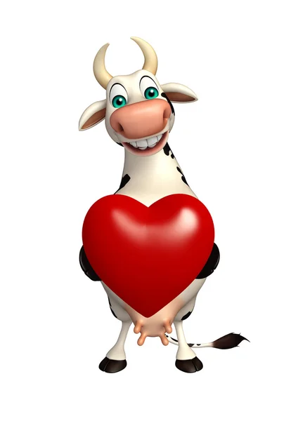 Корова мультипликационный персонаж с сердцем — стоковое фото