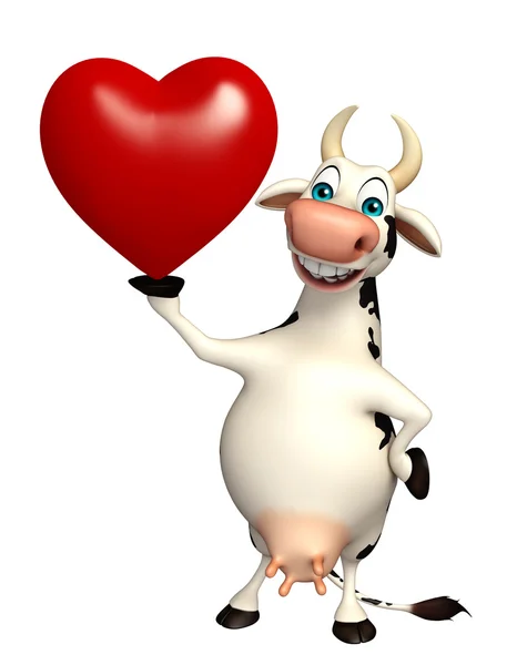 Корова мультипликационный персонаж с сердцем — стоковое фото