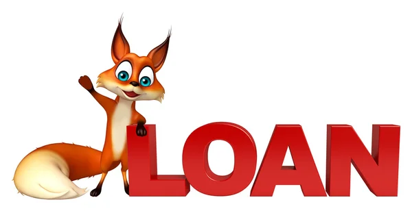 Весело Фокс мультипликационный персонаж с кредита знак — стоковое фото