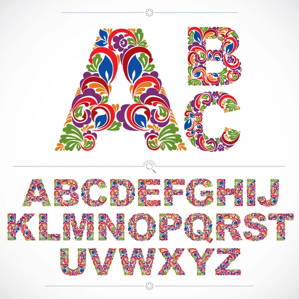 Цветочный алфавит sans serif букв — стоковый вектор