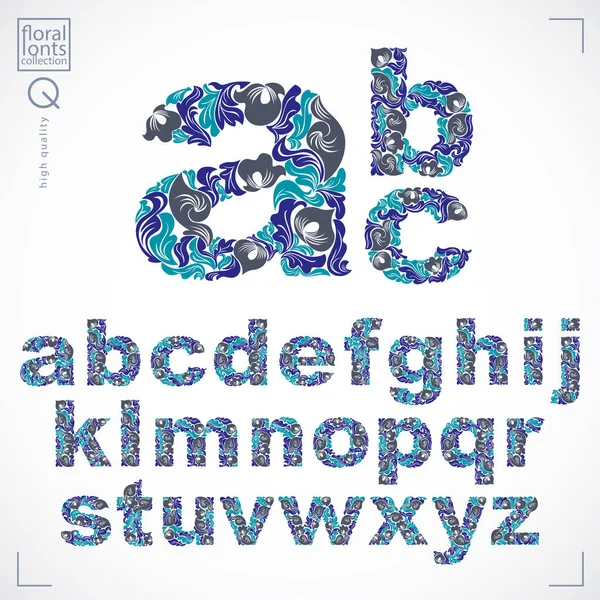 Цветочные шрифт, буквы нижнего регистра алфавита — стоковый вектор