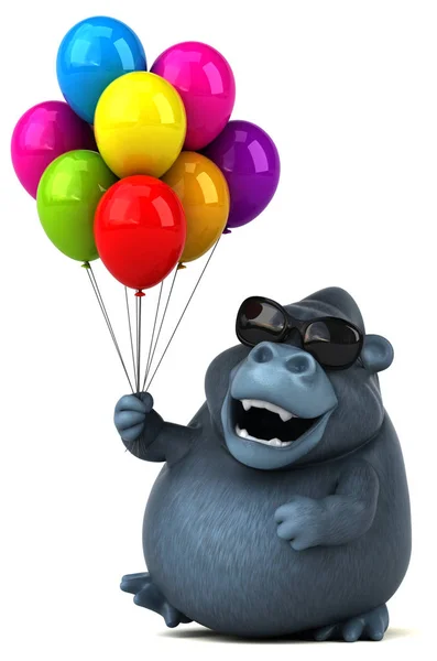 Fun гориллы Холдинг шары — стоковое фото