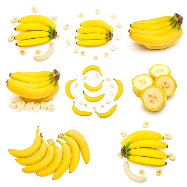 Сбор бананов букетов и ломтиками — стоковое фото