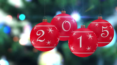 4 k анимация красный рождественские шары 2015 — стоковое видео