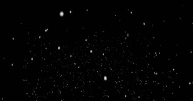 Черный новогодний фон с снежинки падает снег сверху — стоковое видео
