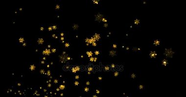 Рождество черный фон с золотой блеск блеск снежинки падают снега сверху, праздник праздничный Рождественский — стоковое видео