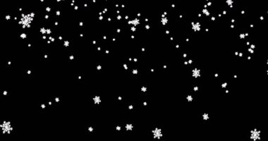 Черный новогодний фон с снежинки падает снег с вершины, праздник Рождество — стоковое видео