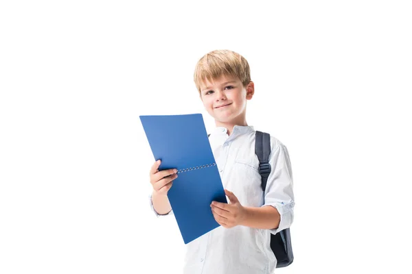 Школьник Холдинг ноутбука — стоковое фото