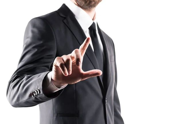 Бизнесмен, указывая пальцем — стоковое фото