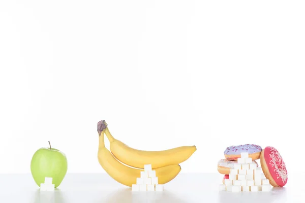 Apple Бананы Пончики Сахар Белом — стоковое фото