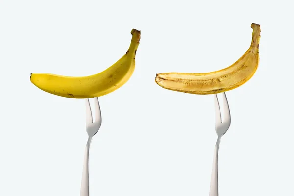 Бананы Вилы Изолированные Белом Фоне — стоковое фото