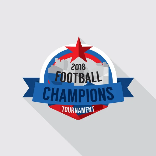 Чемпионы по футболу 2018 жетон векторные иллюстрации — стоковый вектор