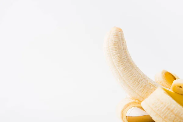 Сырой Очищенный Банан Изолированные Белом Фоне — стоковое фото