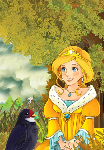 Принцесса, собирается дерево дом совещание кукушка птица — стоковое фото