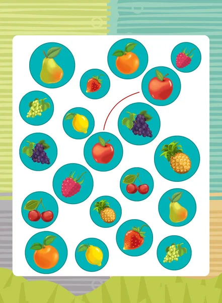 Мультфильм набор фруктов — стоковое фото