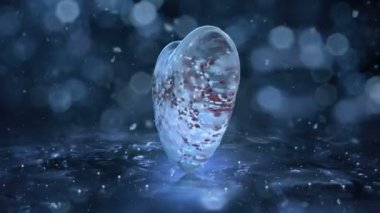 Вращающейся сердца синего льда стекла с фона красные шары движения петли 4k — стоковое видео