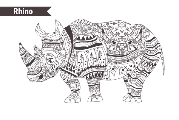 Носорог в zentangle стиле — стоковый вектор