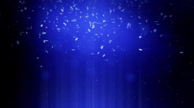 Блестящие 3d снежинки, летающие в воздухе по ночам на синем фоне. Использовать как анимированная Рождество, новый год карточка или Зимняя тема или фон с большим снежинки, блики, боке. Снежинка V10 — стоковое видео