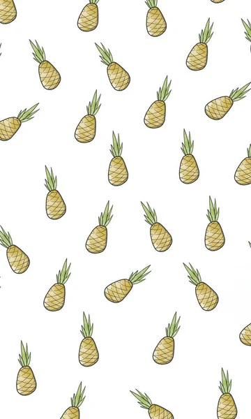Симпатичные ананас мультфильм шаблон — стоковое фото