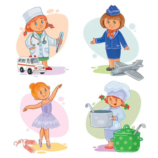 Набор иконок маленьких детей разных профессий — стоковое фото