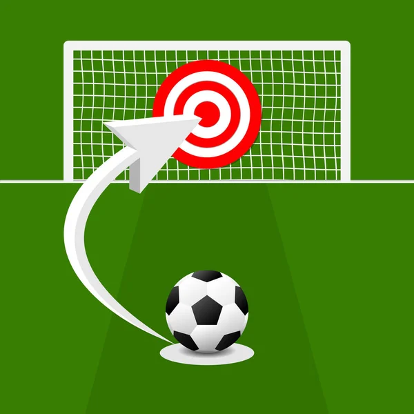 Soccer Ball Green Grass Aiming Target Goal Vector Illustration Business — стоковое фото