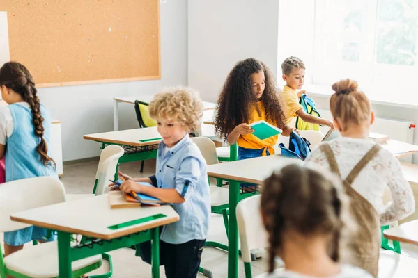 Schoolchildren Getting Ready Lesson Classroom — стоковое фото