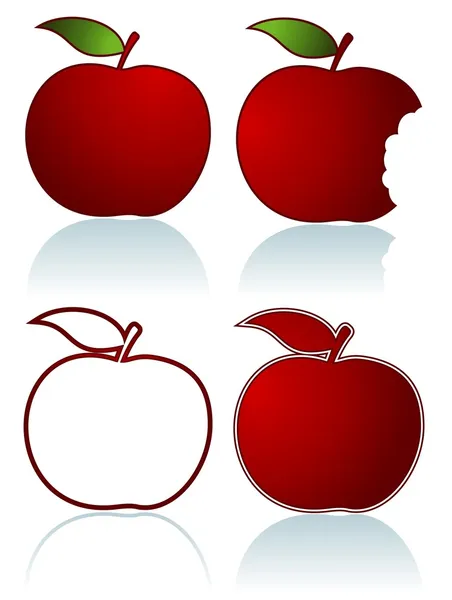 Набор красных яблок — стоковый вектор