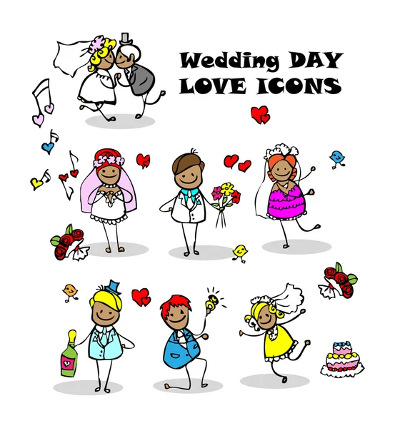 Свадьба Любовь иконы set — стоковое фото